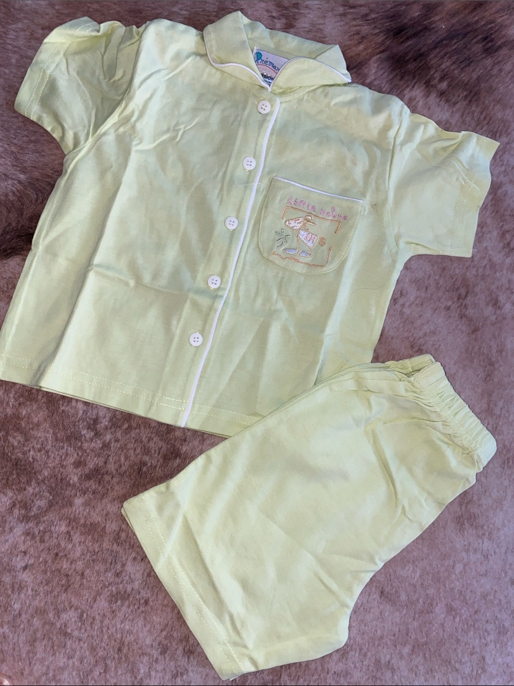 Vintage Kids light green Pajama Set - Short Sleeve Top & Shorts